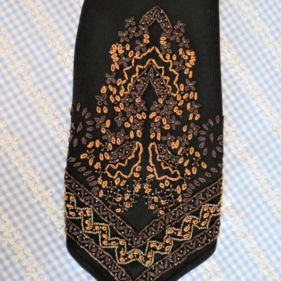 Michelle Nicole Black & Brown Beaded Blouse M - Picture 2 of 3